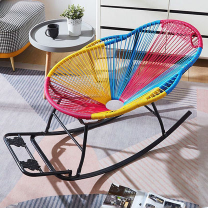 Contemporary Creative PE Rattan Steel Nest-Shaped Rocking Chair Armrest Backrest For Living Room
