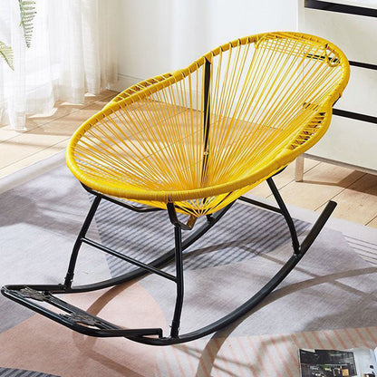 Contemporary Creative PE Rattan Steel Nest-Shaped Rocking Chair Armrest Backrest For Living Room