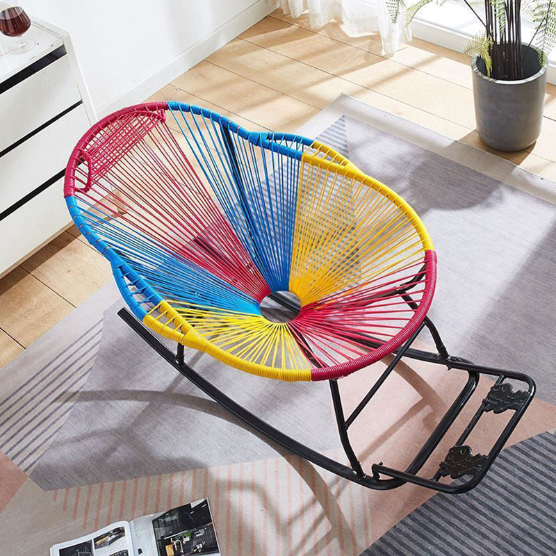 Contemporary Creative PE Rattan Steel Nest-Shaped Rocking Chair Armrest Backrest For Living Room