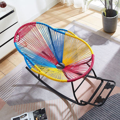Contemporary Creative PE Rattan Steel Nest-Shaped Rocking Chair Armrest Backrest For Living Room