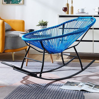 Contemporary Creative PE Rattan Steel Nest-Shaped Rocking Chair Armrest Backrest For Living Room