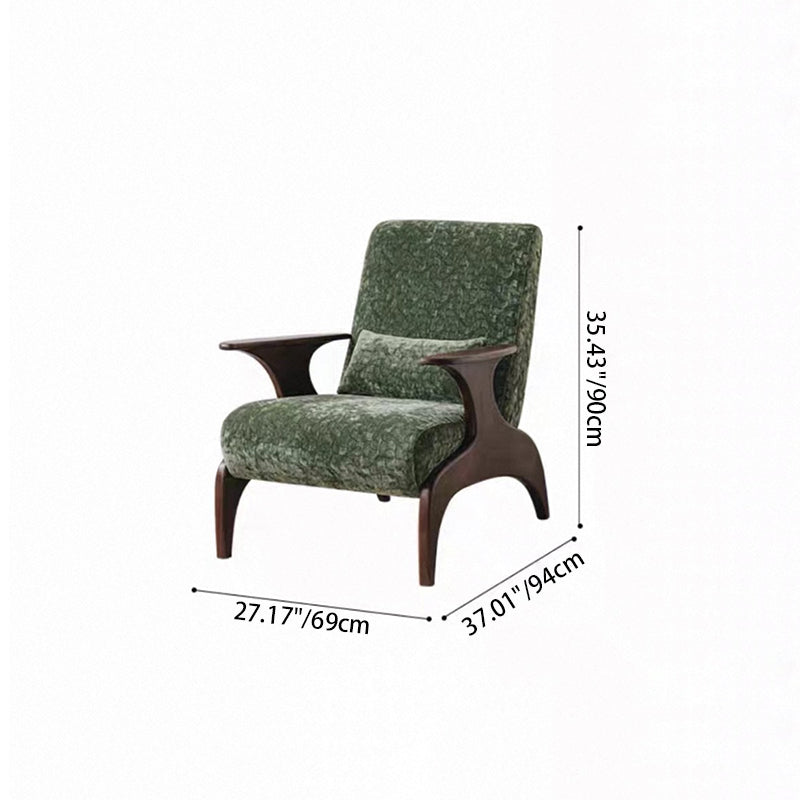 Traditional French Rectangular Jacquard Fabric Solid Wood Accent Chair Backrest Armrest For Living Room