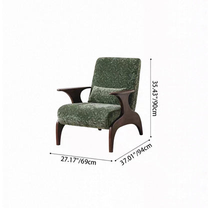 Traditional French Rectangular Jacquard Fabric Solid Wood Accent Chair Backrest Armrest For Living Room