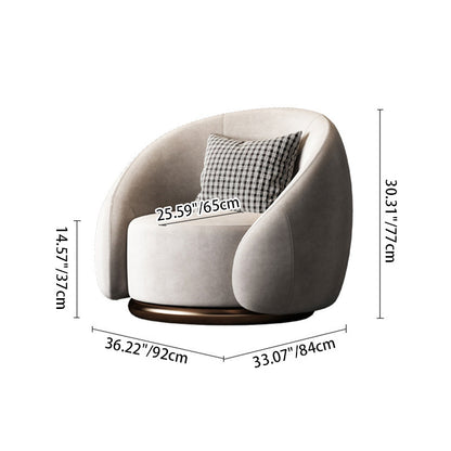 Contemporary Nordic Curved Velvet Solid Wood Swivel Accent Chair Backrest Armrest For Living Room
