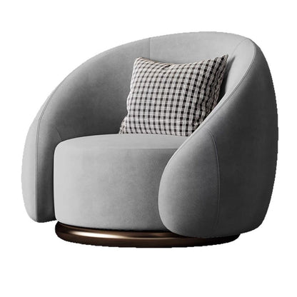 Contemporary Nordic Curved Velvet Solid Wood Swivel Accent Chair Backrest Armrest For Living Room