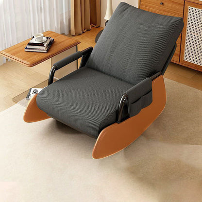 Modern Minimalist Corduroy Faux Leather Solid Wood Carbon Steel Rectangular Accent Chair Adjustable Backrest Armrest For Living Room