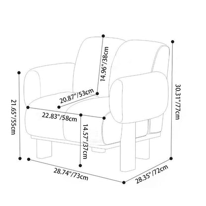 Contemporary Nordic Rectangular Linen Iron Accent Chair Armrest Backrest For Living Room