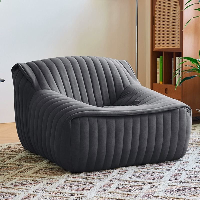Modern Minimalist Rectangular Suede Velvet Solid Wood Accent Chair Backrest Armrest For Living Room