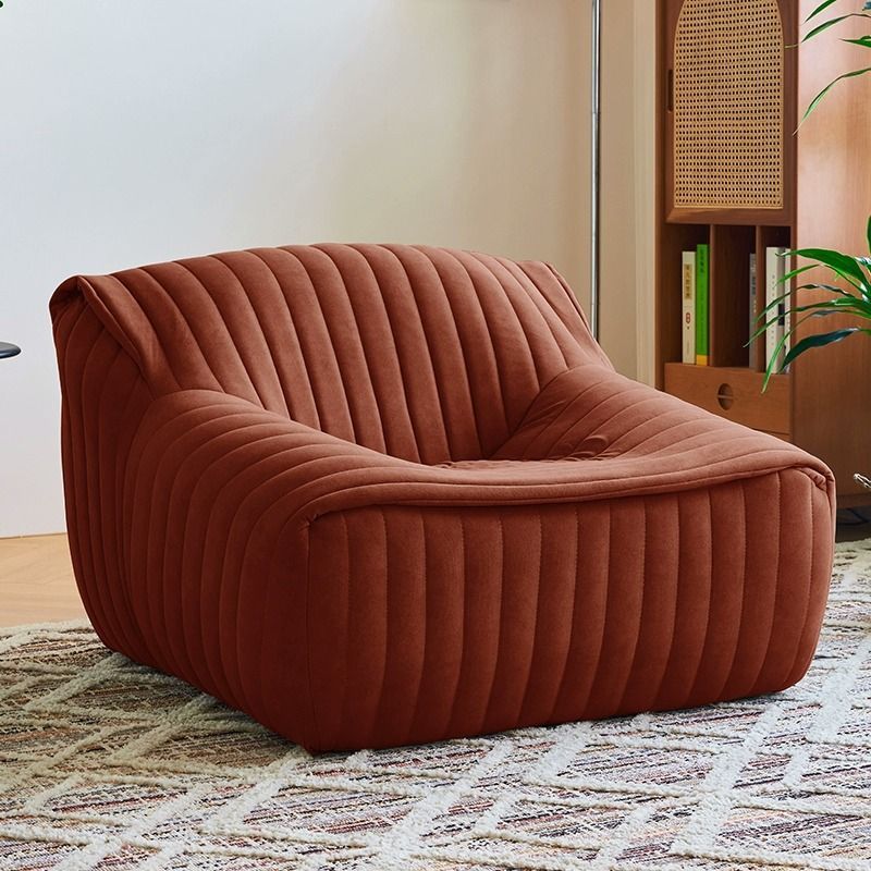 Modern Minimalist Rectangular Suede Velvet Solid Wood Accent Chair Backrest Armrest For Living Room