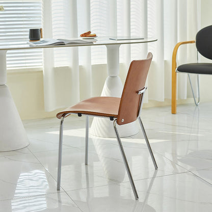 Modern Minimalist Rectangular Solid Wood Multi-Layer Plate Iron Dining Chair Backrest Armless For Dining Room