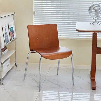 Modern Minimalist Rectangular Solid Wood Multi-Layer Plate Iron Dining Chair Backrest Armless For Dining Room