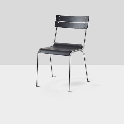 Modern Minimalist Rectangular Solid Wood Multi-Layer Plate Iron Stainless Steel Dining Chair Backrest Armless For Dining Room