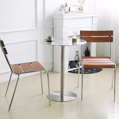 Modern Minimalist Rectangular Solid Wood Multi-Layer Plate Iron Stainless Steel Dining Chair Backrest Armless For Dining Room