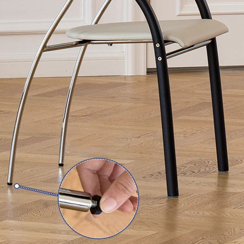 Modern Art Deco Curved Plywood Iron Velvet Faux Leather Dining Chair Backrest Armrest For Dining Room