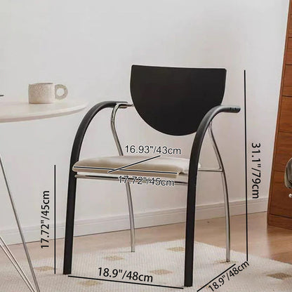 Modern Art Deco Curved Plywood Iron Velvet Faux Leather Dining Chair Backrest Armrest For Dining Room