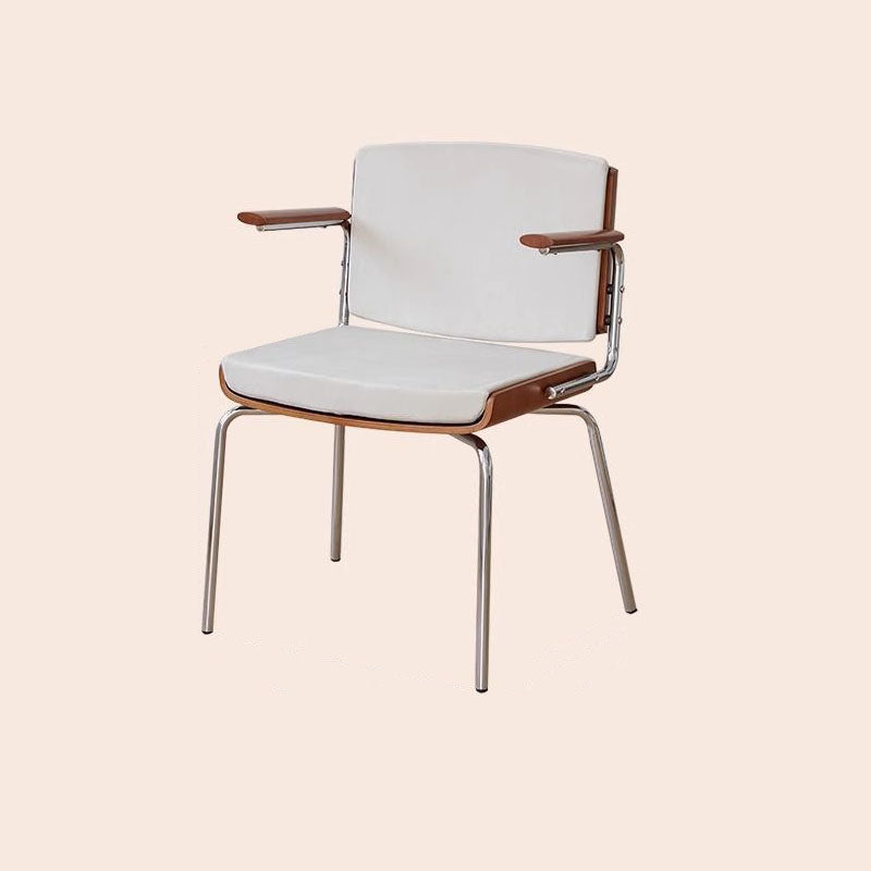Modern Minimalist Rectangular Fabric Solid Wood Multi-Layer Plate Solid Wood Iron Stainless Steel Dining Chair Backrest Armrest For Dining Room