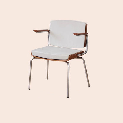 Modern Minimalist Rectangular Fabric Solid Wood Multi-Layer Plate Solid Wood Iron Stainless Steel Dining Chair Backrest Armrest For Dining Room