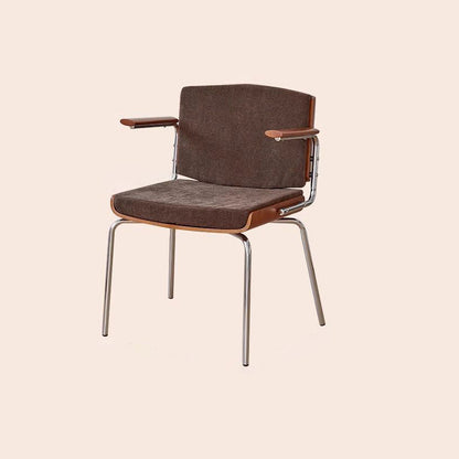 Modern Minimalist Rectangular Fabric Solid Wood Multi-Layer Plate Solid Wood Iron Stainless Steel Dining Chair Backrest Armrest For Dining Room