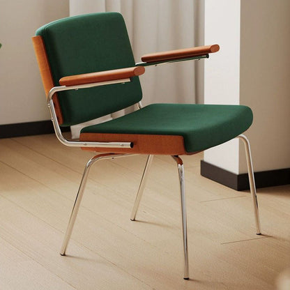 Modern Minimalist Rectangular Fabric Solid Wood Multi-Layer Plate Solid Wood Iron Stainless Steel Dining Chair Backrest Armrest For Dining Room