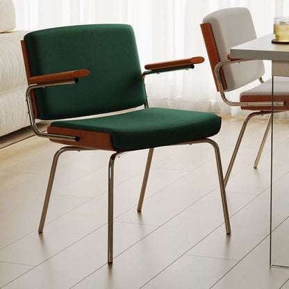 Modern Minimalist Rectangular Fabric Solid Wood Multi-Layer Plate Solid Wood Iron Stainless Steel Dining Chair Backrest Armrest For Dining Room