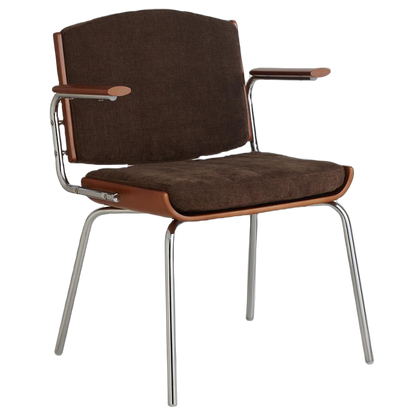 Modern Minimalist Rectangular Fabric Solid Wood Multi-Layer Plate Solid Wood Iron Stainless Steel Dining Chair Backrest Armrest For Dining Room