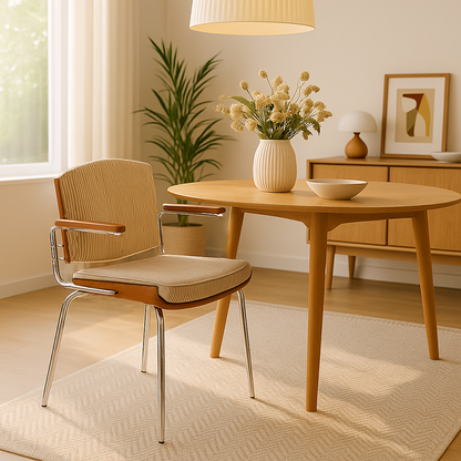 Modern Minimalist Rectangular Fabric Solid Wood Multi-Layer Plate Solid Wood Iron Stainless Steel Dining Chair Backrest Armrest For Dining Room