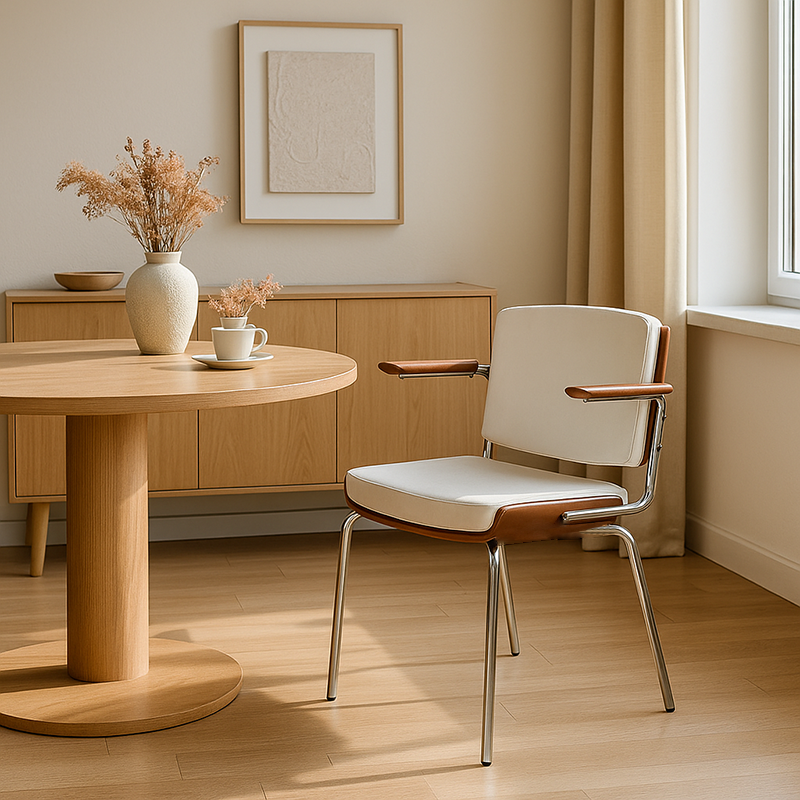 Modern Minimalist Rectangular Fabric Solid Wood Multi-Layer Plate Solid Wood Iron Stainless Steel Dining Chair Backrest Armrest For Dining Room