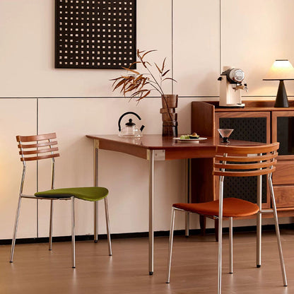 Modern Minimalist Rectangular Fabric Solid Wood Multi-Layer Plate Iron Dining Chair Backrest Armless For Dining Room