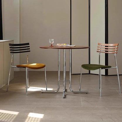 Modern Minimalist Rectangular Fabric Solid Wood Multi-Layer Plate Iron Dining Chair Backrest Armless For Dining Room