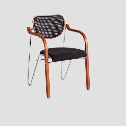 Modern Art Deco Curved Fabric Solid Wood Multi-Layer Plate Iron Dining Chair Backrest Armrest For Dining Room