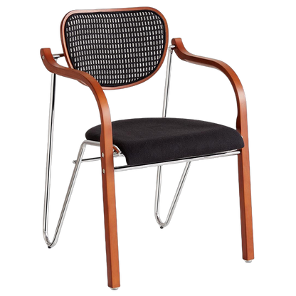 Modern Art Deco Curved Fabric Solid Wood Multi-Layer Plate Iron Dining Chair Backrest Armrest For Dining Room