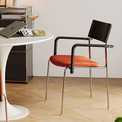 Modern Minimalist Rectangular Fabric Solid Wood Multi-Layer Plate Iron Dining Chair Backrest Armrest For Dining Room