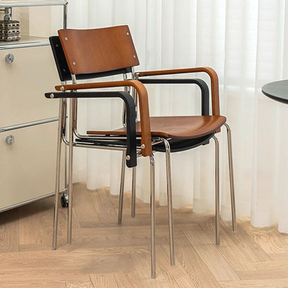 Modern Minimalist Rectangular Fabric Solid Wood Multi-Layer Plate Iron Dining Chair Backrest Armrest For Dining Room