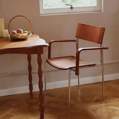 Modern Minimalist Rectangular Fabric Solid Wood Multi-Layer Plate Iron Dining Chair Backrest Armrest For Dining Room