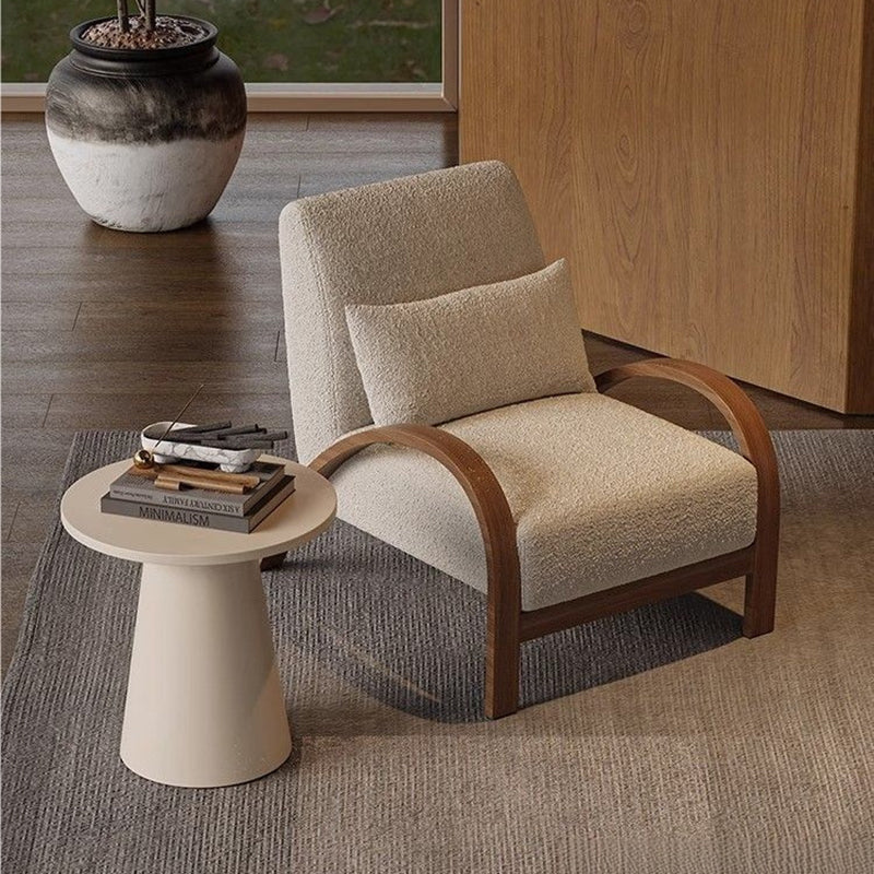 Traditional Vintage Rectangular Sherpa Fabric Carbon Steel Accent Chair Backrest Armrest For Living Room
