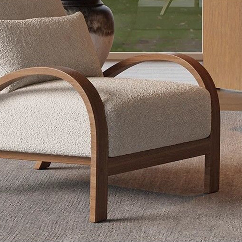 Traditional Vintage Rectangular Sherpa Fabric Carbon Steel Accent Chair Backrest Armrest For Living Room