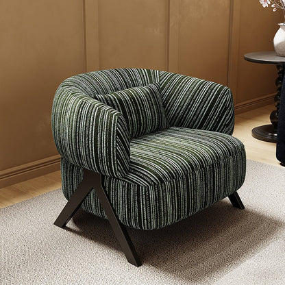 Traditional Vintage Rectangular Cotton-Linen Carbon Steel Accent Chair Backrest Armrest For Living Room