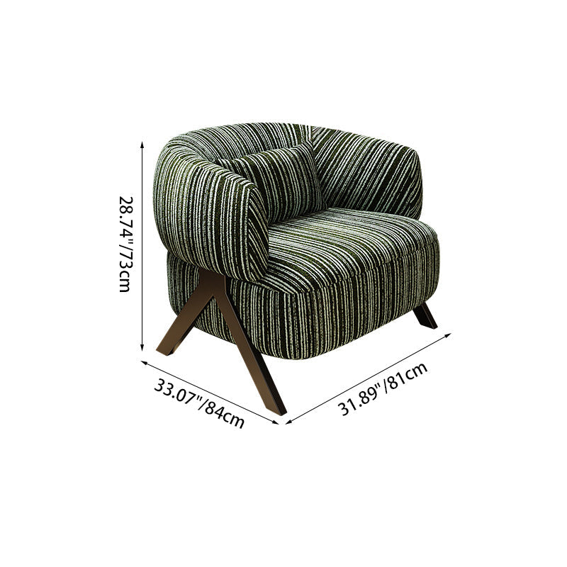 Traditional Vintage Rectangular Cotton-Linen Carbon Steel Accent Chair Backrest Armrest For Living Room