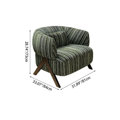 Traditional Vintage Rectangular Cotton-Linen Carbon Steel Accent Chair Backrest Armrest For Living Room