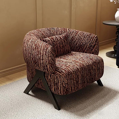 Traditional Vintage Rectangular Cotton-Linen Carbon Steel Accent Chair Backrest Armrest For Living Room
