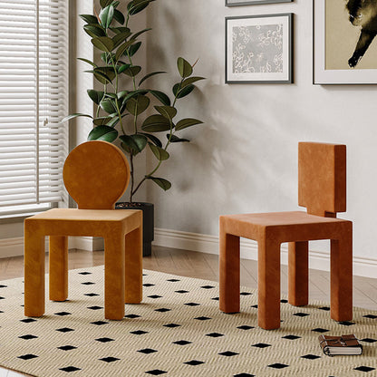 Contemporary Nordic Rectangular Brushed Velvet Solid Wood Dining Chair Backrest Armless For Dining Room & Kitchen