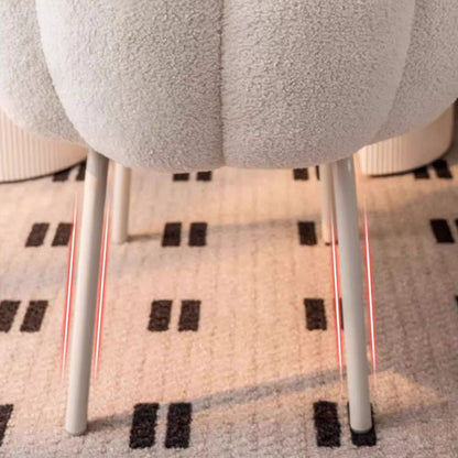 Modern Minimalist Cat-Claw-Shaped Sherpa Fabric Carbon Steel Vanity Stool Backrest Armless For Bedroom