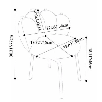 Modern Minimalist Cat-Claw-Shaped Sherpa Fabric Carbon Steel Vanity Stool Backrest Armless For Bedroom