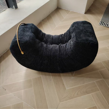 Modern Minimalist Velvet Solid Wood Iron Banana Rocking Chair Backrest Armless For Living Room