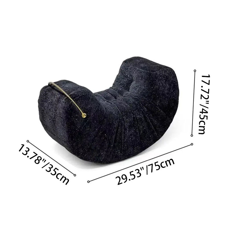 Modern Minimalist Velvet Solid Wood Iron Banana Rocking Chair Backrest Armless For Living Room