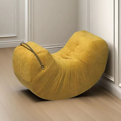 Modern Minimalist Velvet Solid Wood Iron Banana Rocking Chair Backrest Armless For Living Room