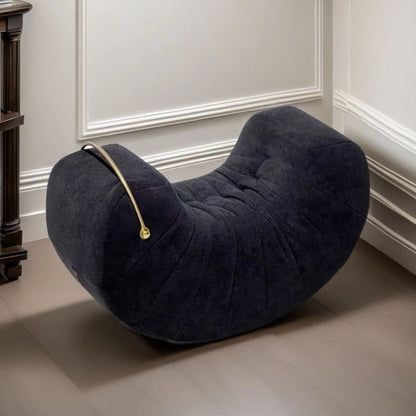 Modern Minimalist Velvet Solid Wood Iron Banana Rocking Chair Backrest Armless For Living Room