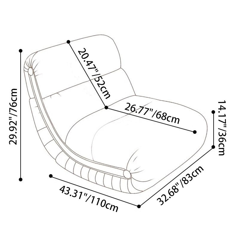 Modern Minimalist Rectangular Cat Claw Leather Solid Wood Rocking Chair Backrest Armless For Living Room