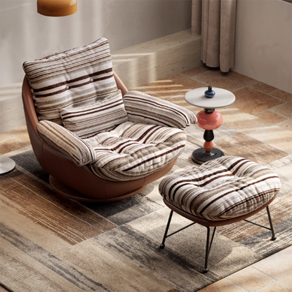 Traditional Vintage Curved Fabric Microfiber Leather Solid Wood Accent Chair Backrest Armrest For Living Room