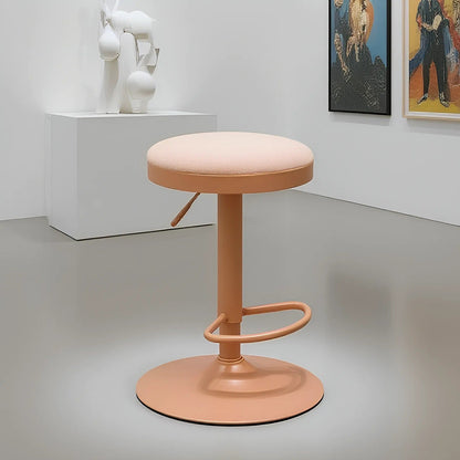 Modern Minimalist Carbon Steel Cotton-Linen Cylindrical Bar Stool Backless For Dining Room & Kitchen